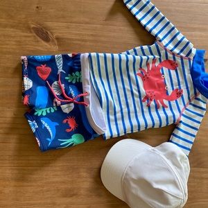 Mini Boden euro swim trunk set